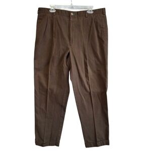 Vintage Tommy Hilfiger 40x30 (38x28) Pants Pleated Brown Corduroy‎ Cuffed Hem